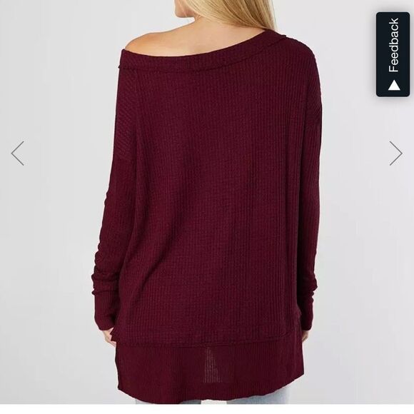 NWT Free People North Shore Thermal Knit Tunic Top In Burgundy - Picture 5 of 6